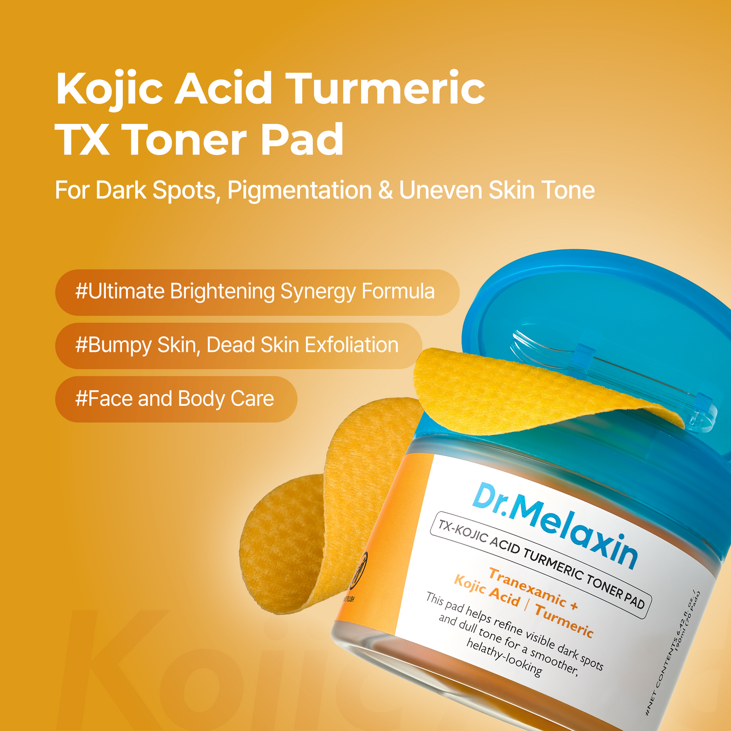 Kojic Acid Turmeric Exfoliating Toner Pads 70 Count